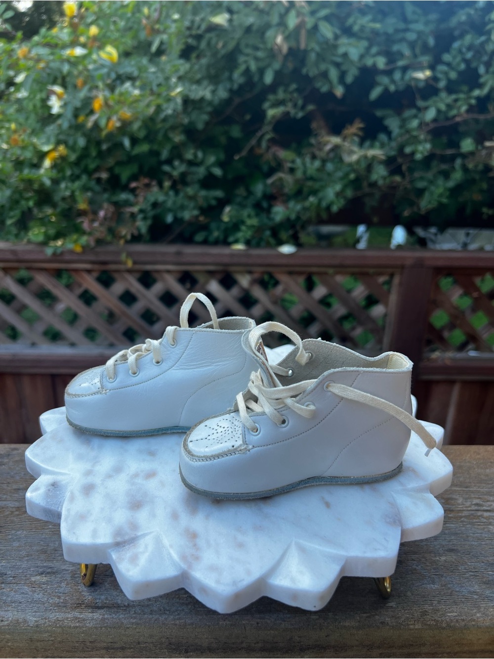 Vintage White Leather Baby Walker Shoes with Lace-Up Closure-Self Starters